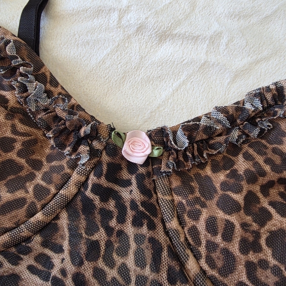 Edikted Y2K Sheer Leopard Print Mesh Corset-Style Cami Top - Picture 5 of 10